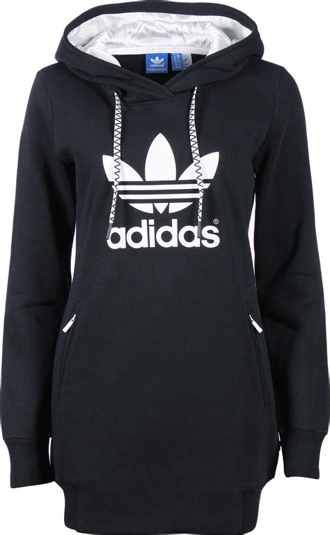 adidas hoodie lang model met logo voorop in steentjes|adidas fleece hoodie.